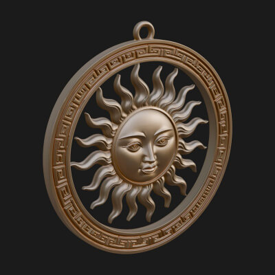 Sun Face Oval Relief Plaque Design 3 3D Print Model