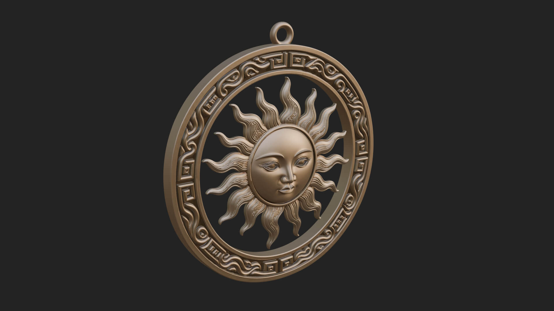Sun Face Oval Relief Plaque Design 4 3D Print Model 3D Model