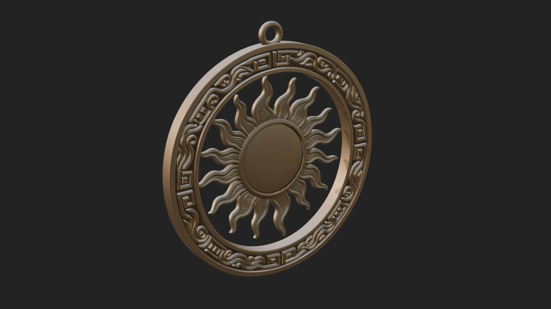 Sun Face Oval Relief Plaque Design 4 3D Print Model 3D Model