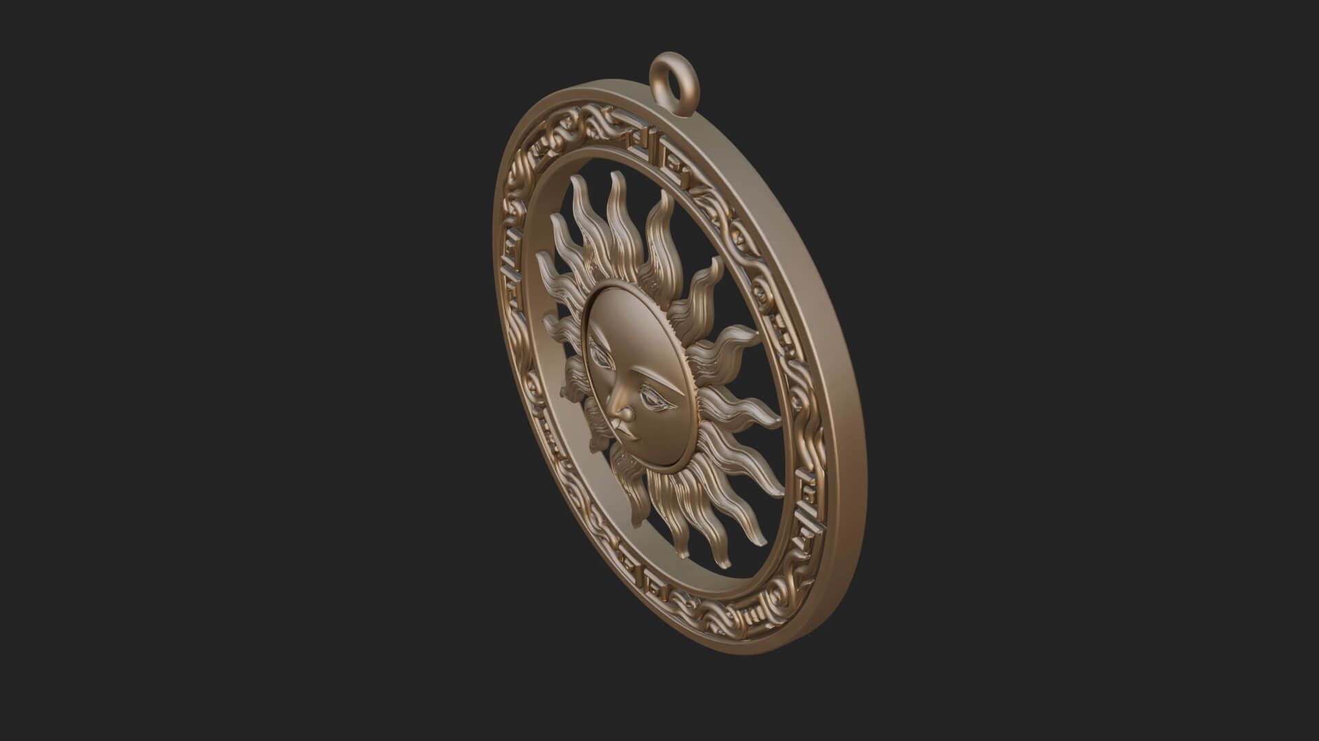 Sun Face Oval Relief Plaque Design 4 3D Print Model 3D Model