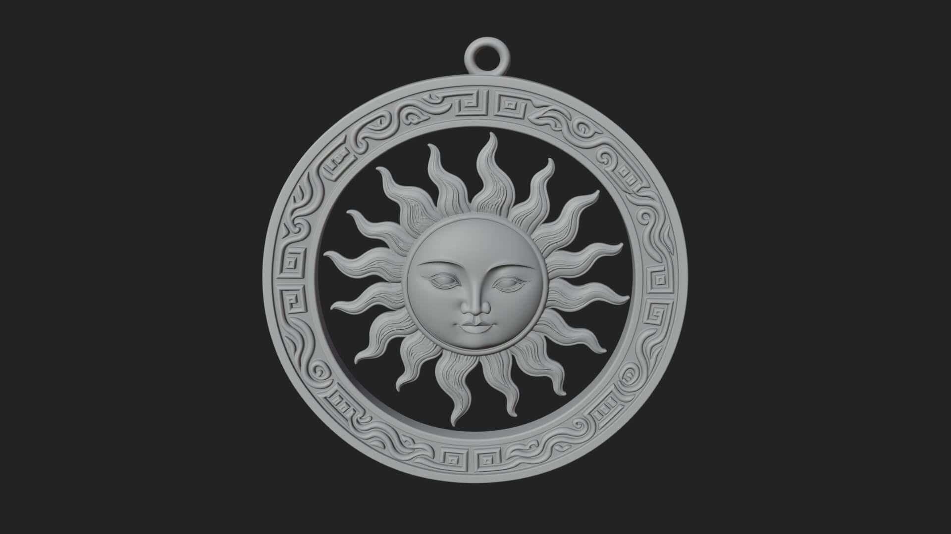 Sun Face Oval Relief Plaque Design 4 3D Print Model 3D Model