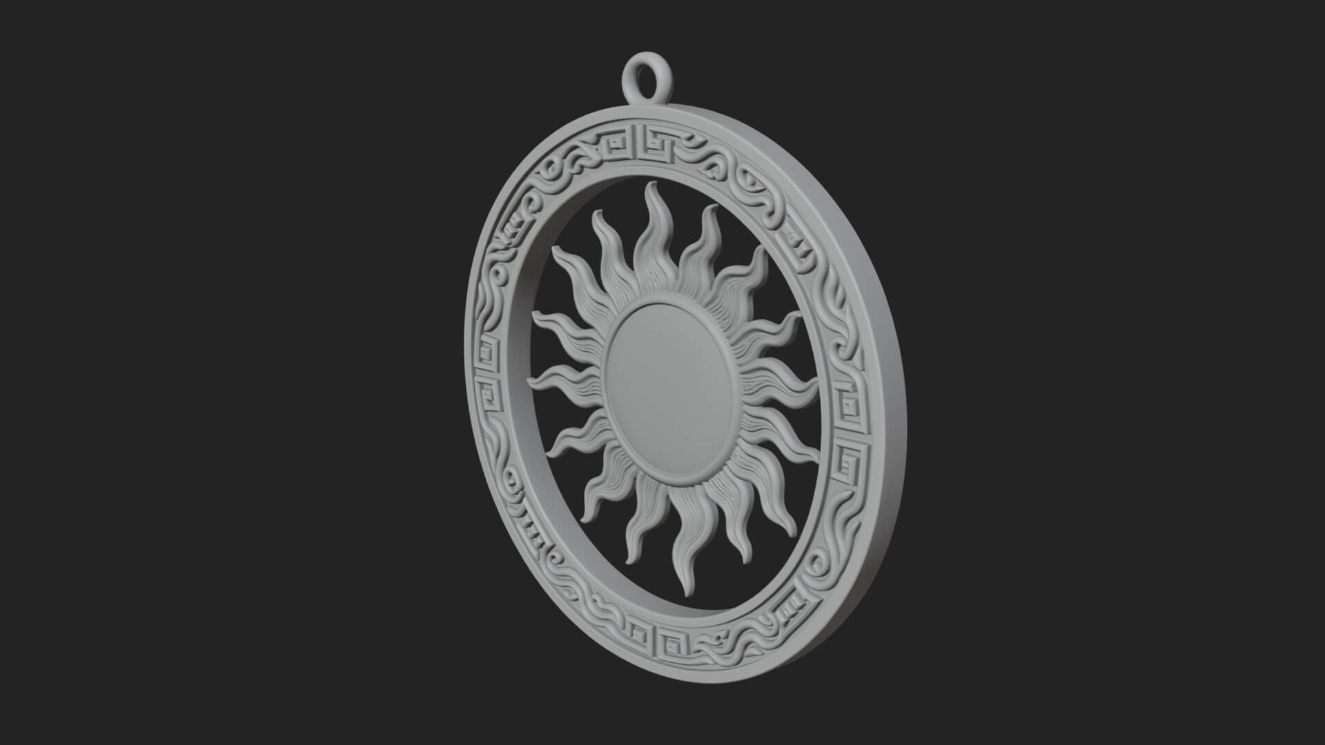 Sun Face Oval Relief Plaque Design 4 3D Print Model 3D Model