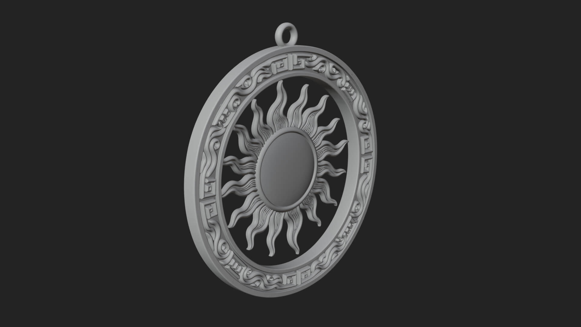 Sun Face Oval Relief Plaque Design 4 3D Print Model 3D Model