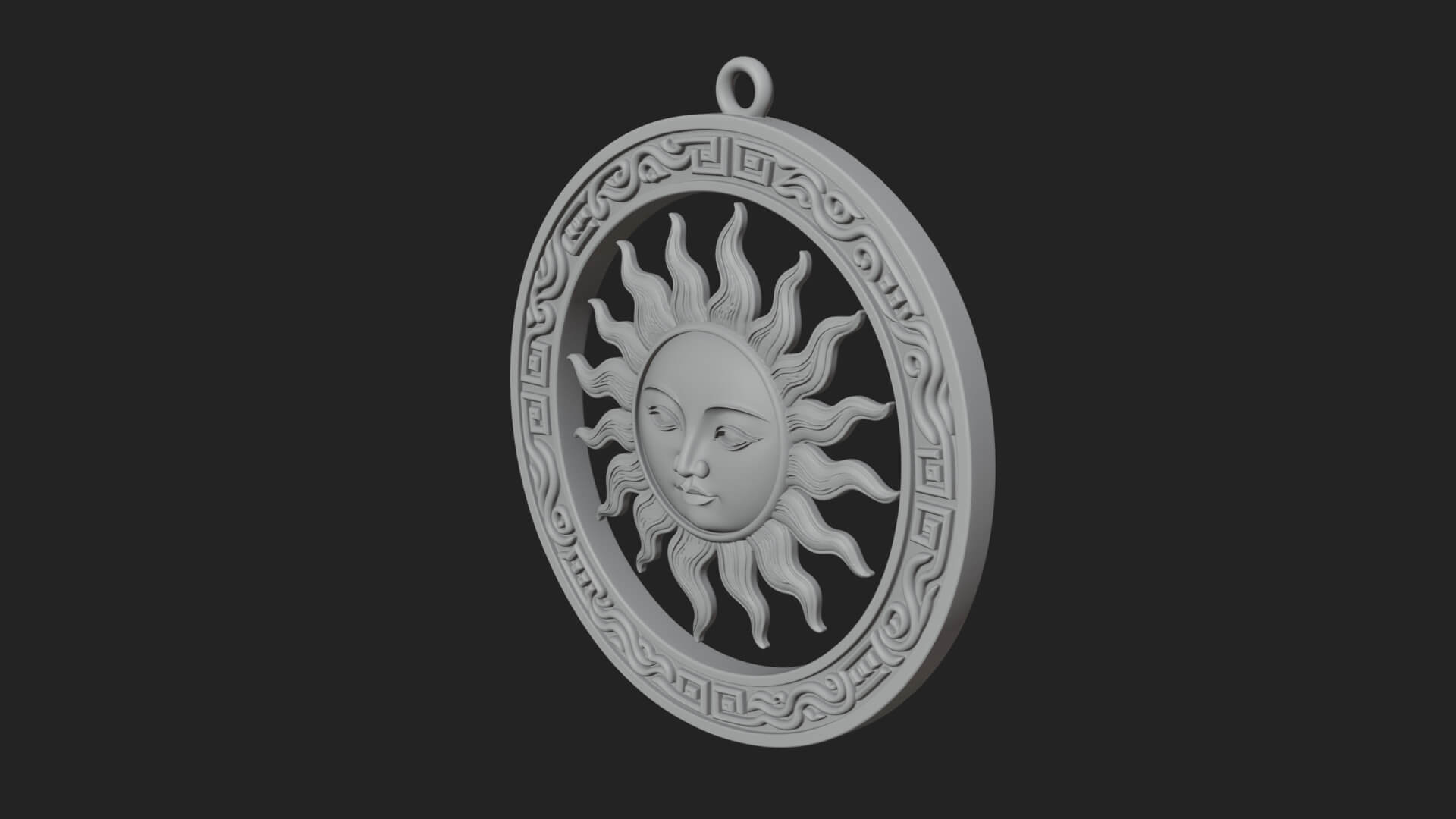 Sun Face Oval Relief Plaque Design 4 3D Print Model 3D Model