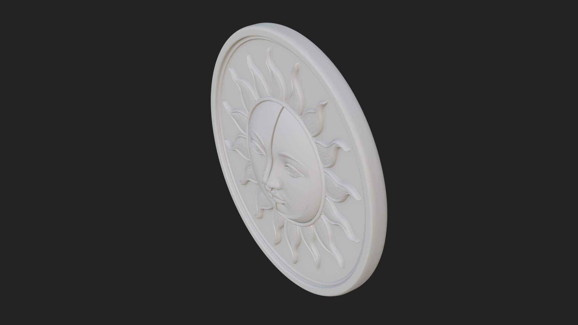 Sun Moon Split Face Plaque Design 3 3D Print Model 3D Model