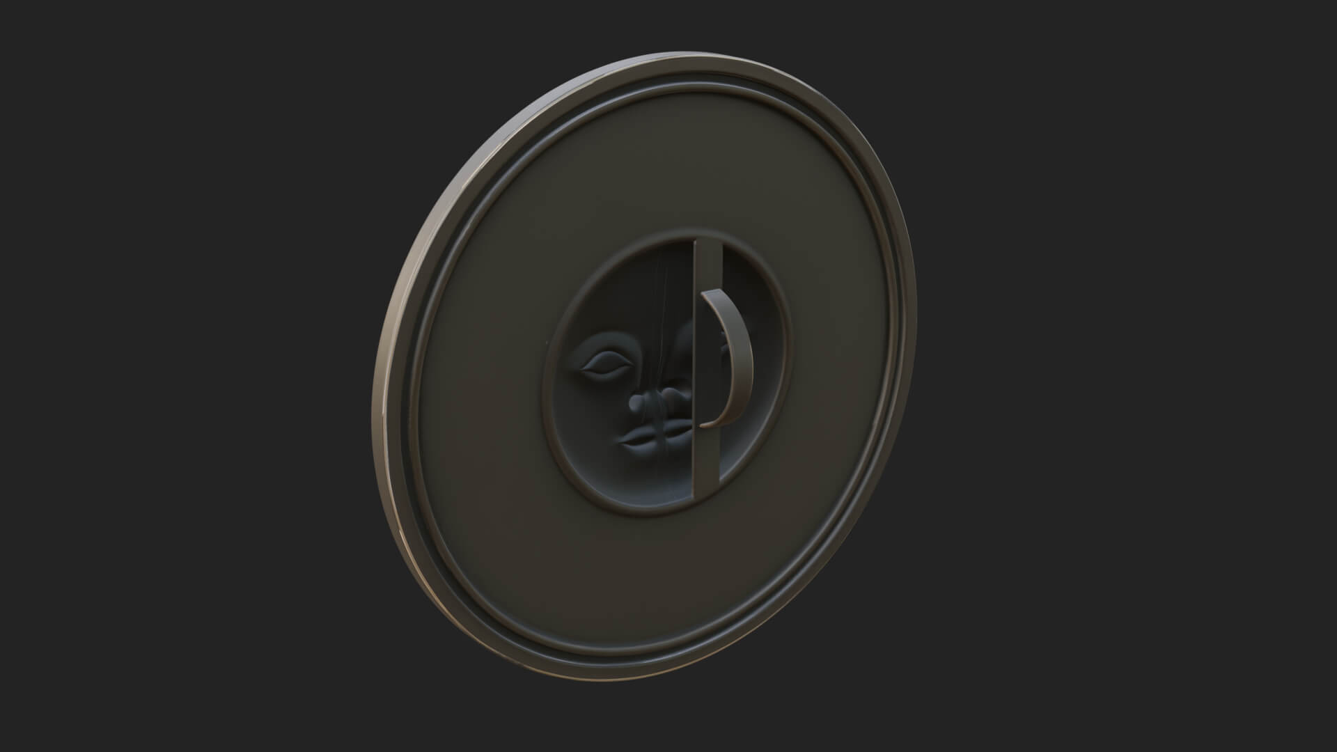 Sun Moon Split Face Plaque Design 4 3D Print Model 3D Model