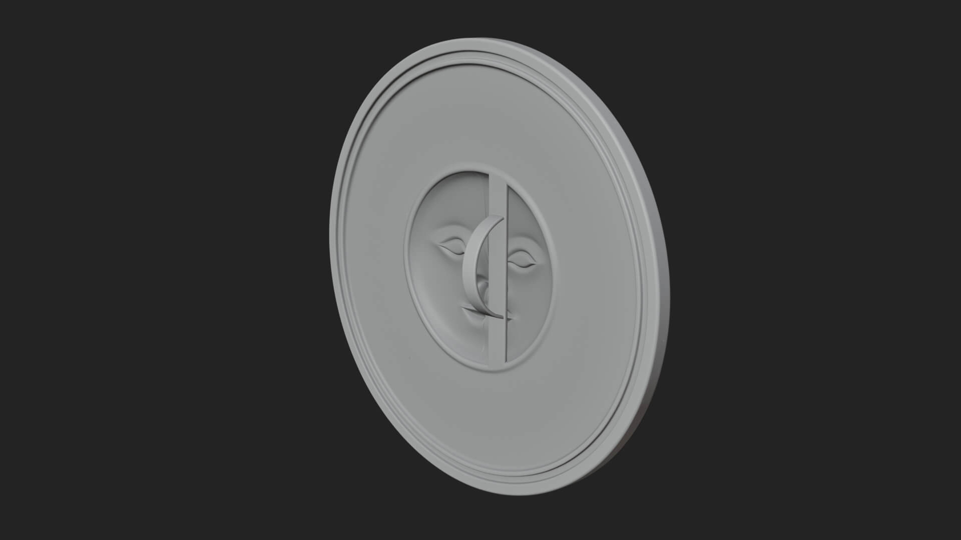 Sun Moon Split Face Plaque Design 4 3D Print Model 3D Model