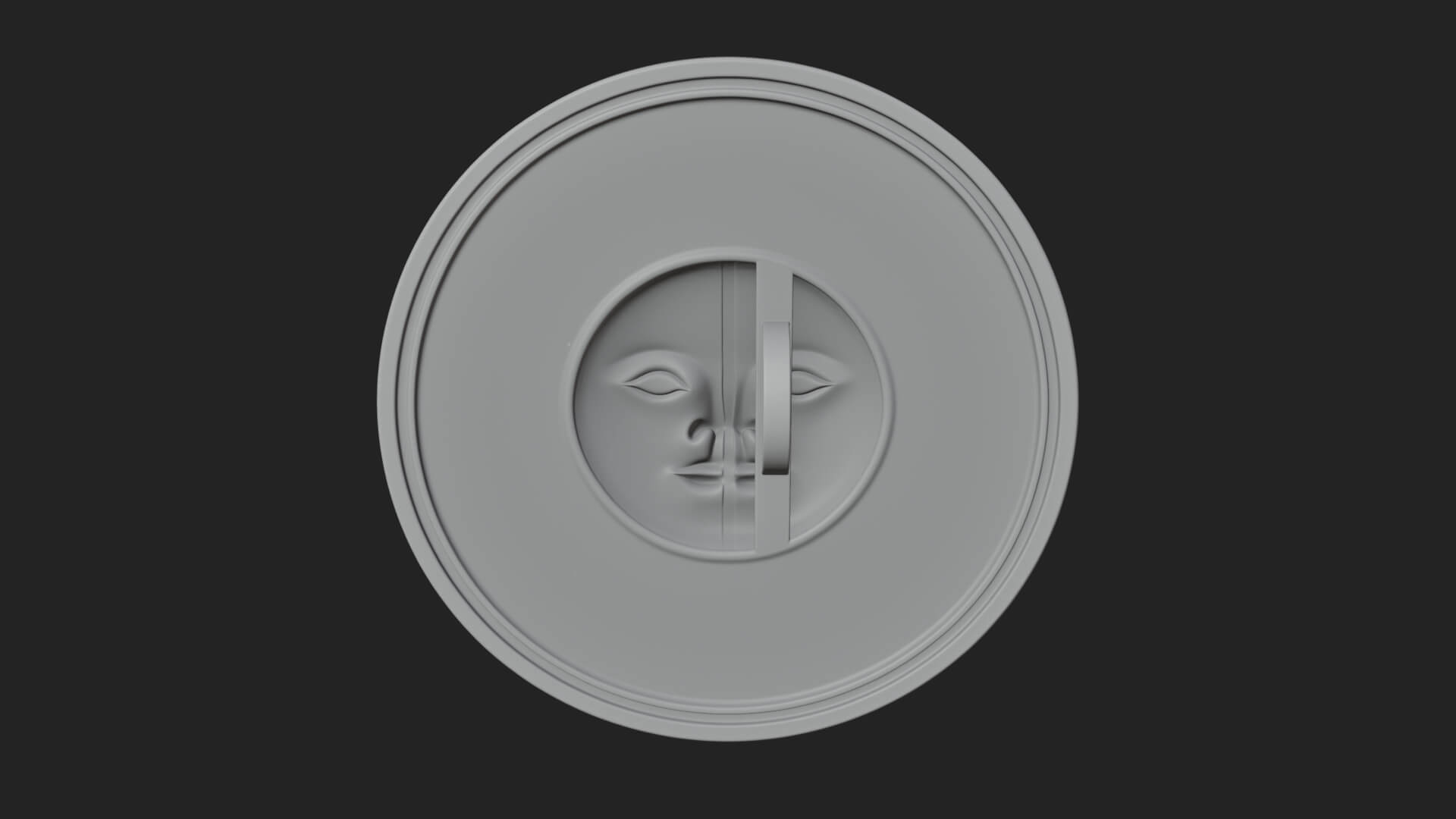 Sun Moon Split Face Plaque Design 4 3D Print Model 3D Model