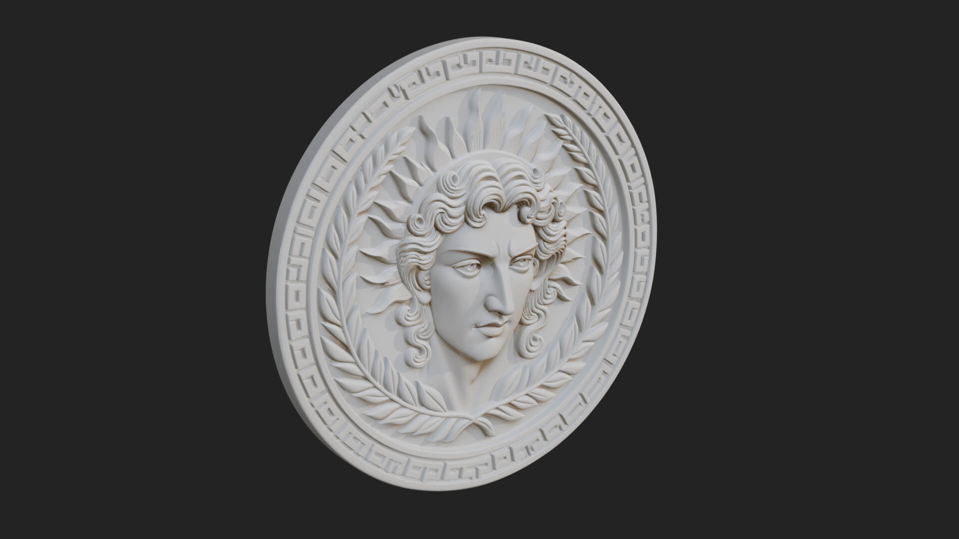 Sun Ray God Oval Relief Plaque Design 1 3D Print Model 3D Model