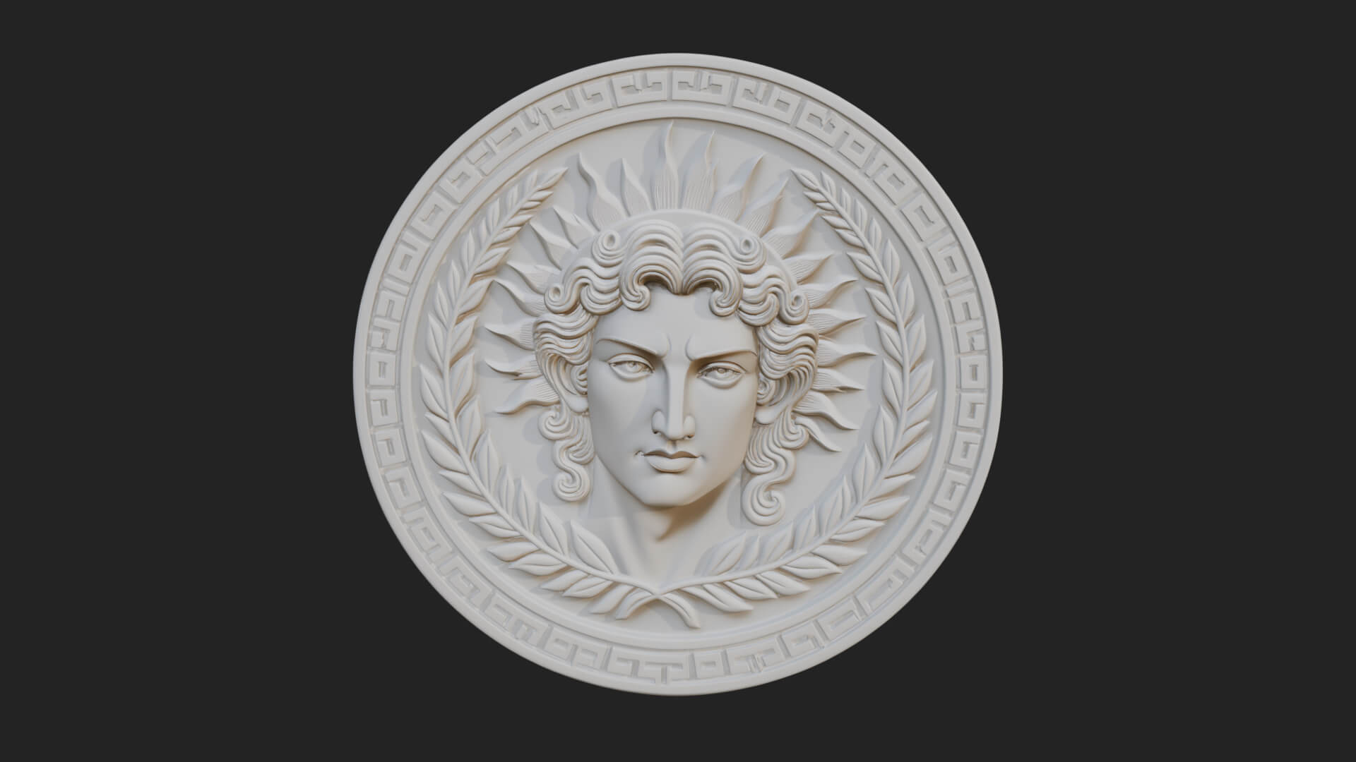 Sun Ray God Oval Relief Plaque Design 1 3D Print Model 3D Model