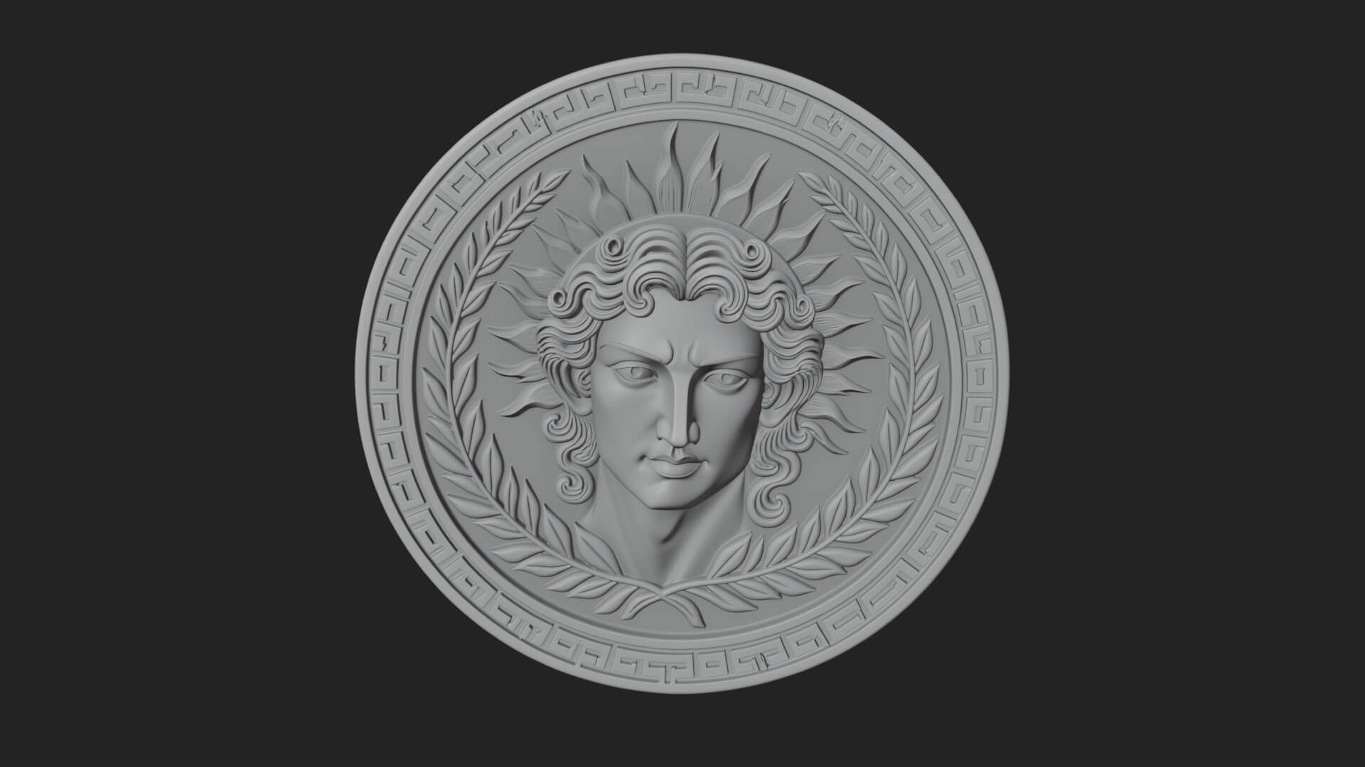 Sun Ray God Oval Relief Plaque Design 1 3D Print Model 3D Model