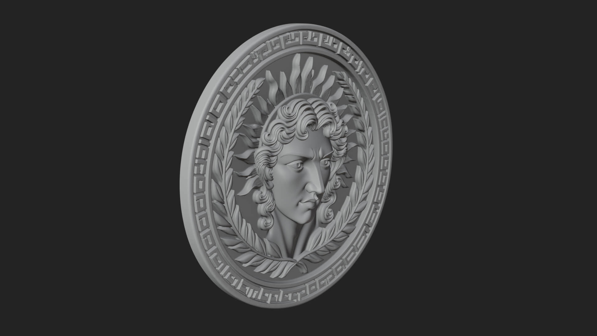 Sun Ray God Oval Relief Plaque Design 1 3D Print Model 3D Model
