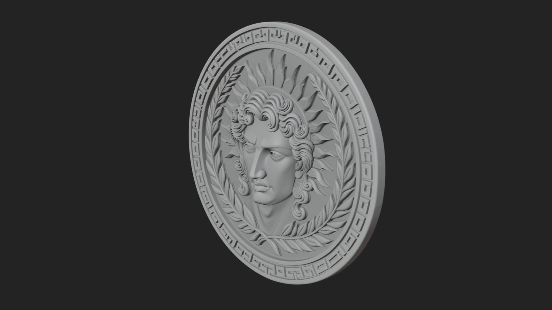 Sun Ray God Oval Relief Plaque Design 1 3D Print Model 3D Model