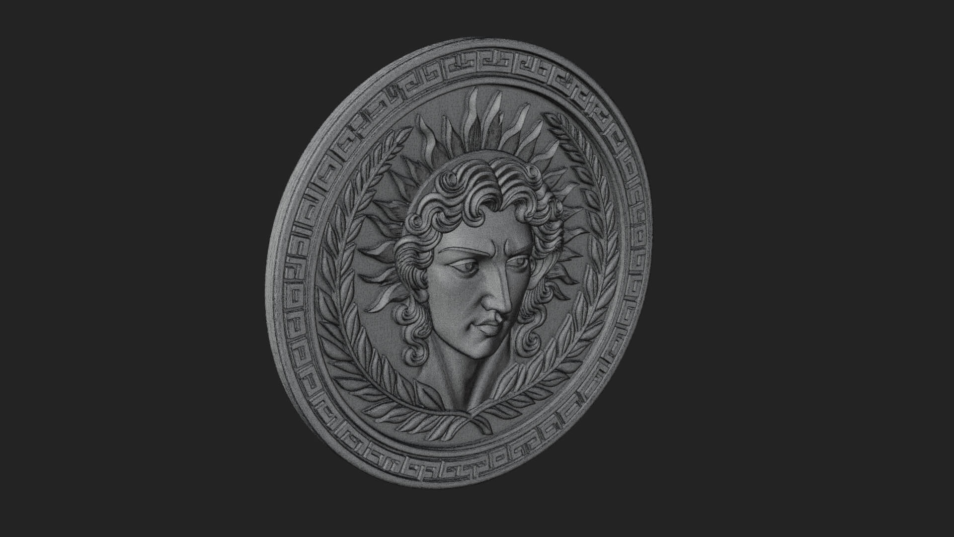 Sun Ray God Oval Relief Plaque Design 1 3D Print Model 3D Model