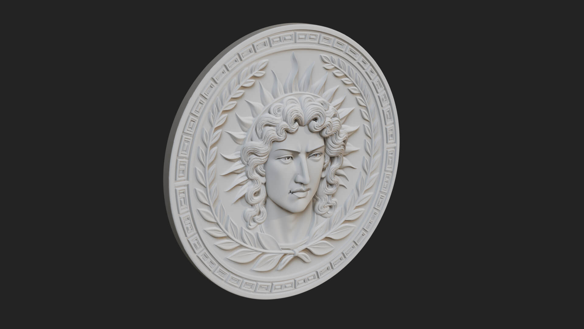 Sun Ray God Oval Relief Plaque Design 2 3D Print Model 3D Model