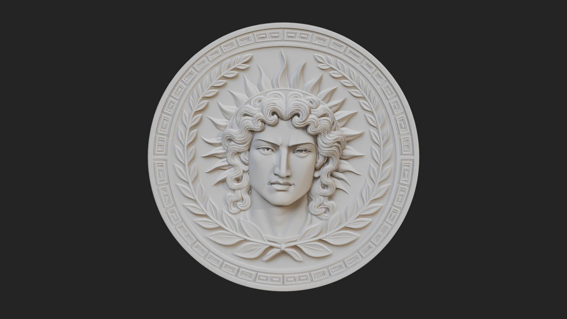 Sun Ray God Oval Relief Plaque Design 2 3D Print Model 3D Model