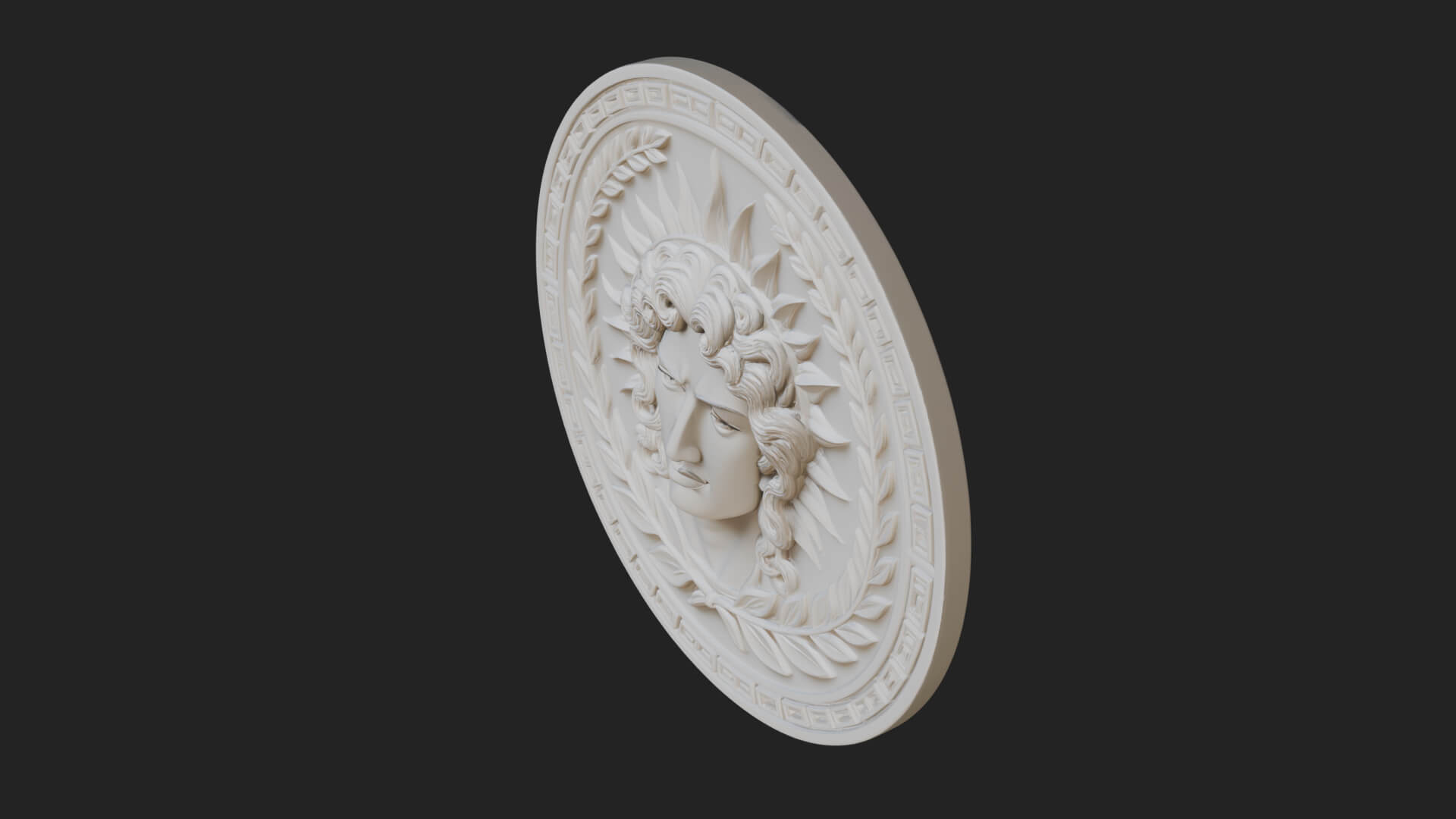 Sun Ray God Oval Relief Plaque Design 2 3D Print Model 3D Model