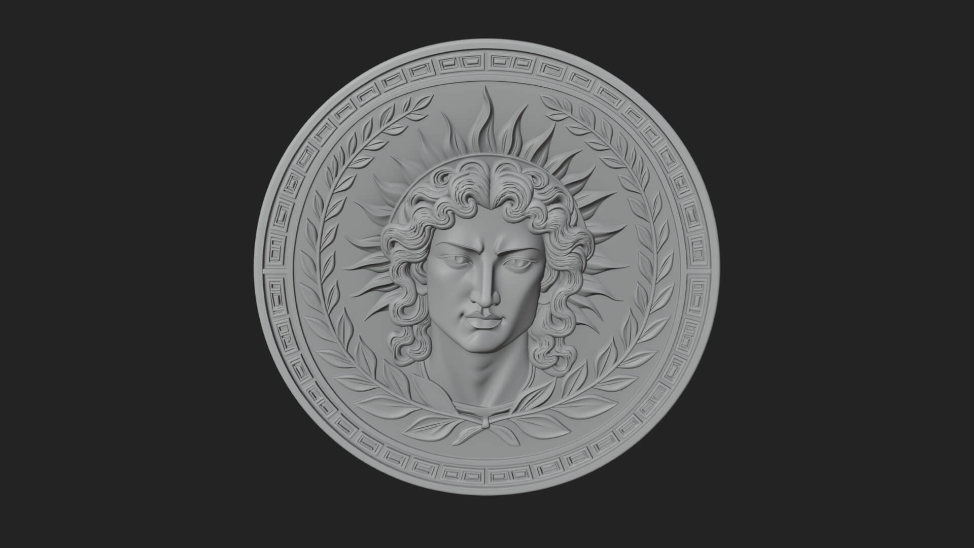 Sun Ray God Oval Relief Plaque Design 2 3D Print Model 3D Model
