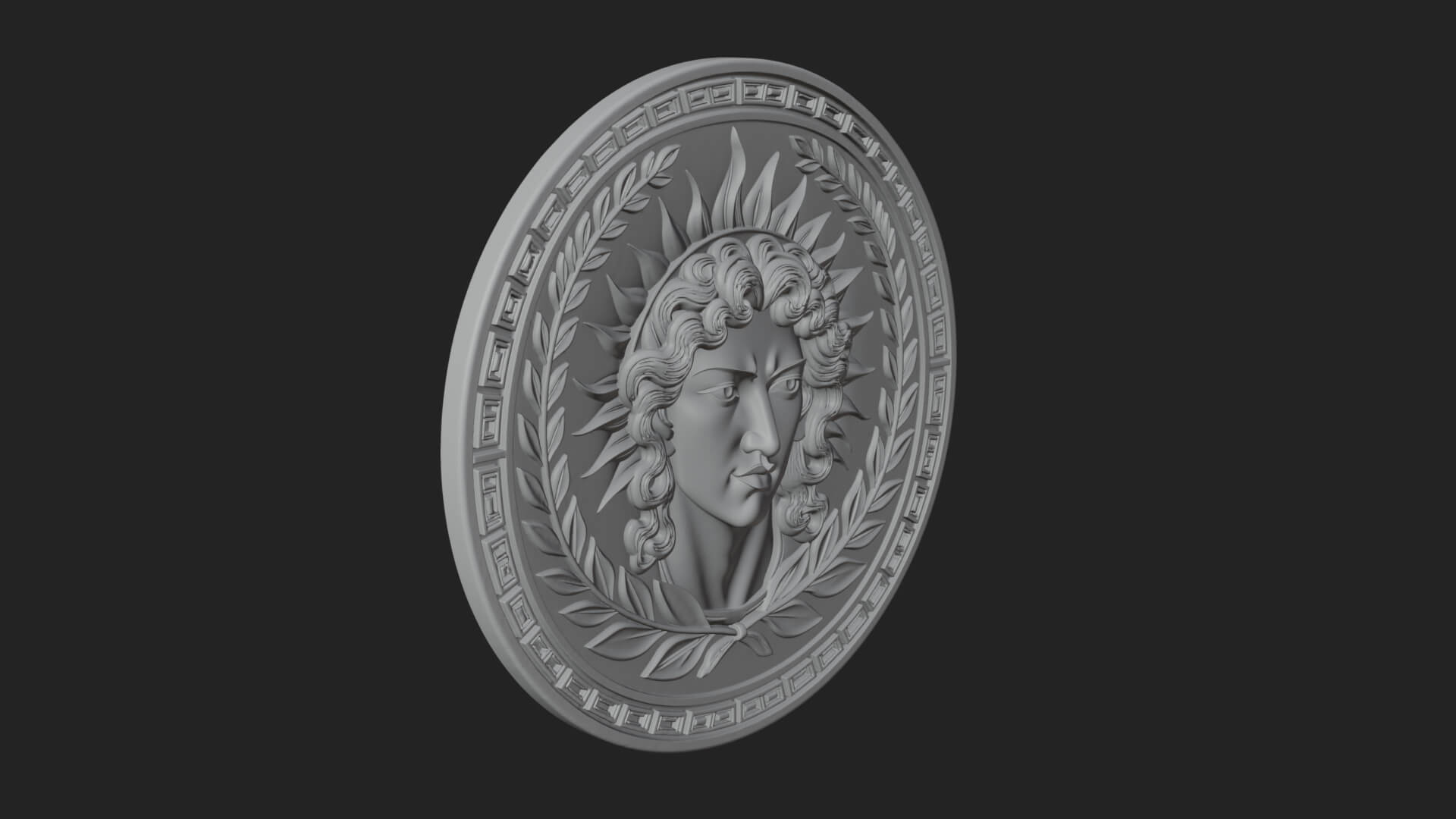 Sun Ray God Oval Relief Plaque Design 2 3D Print Model 3D Model