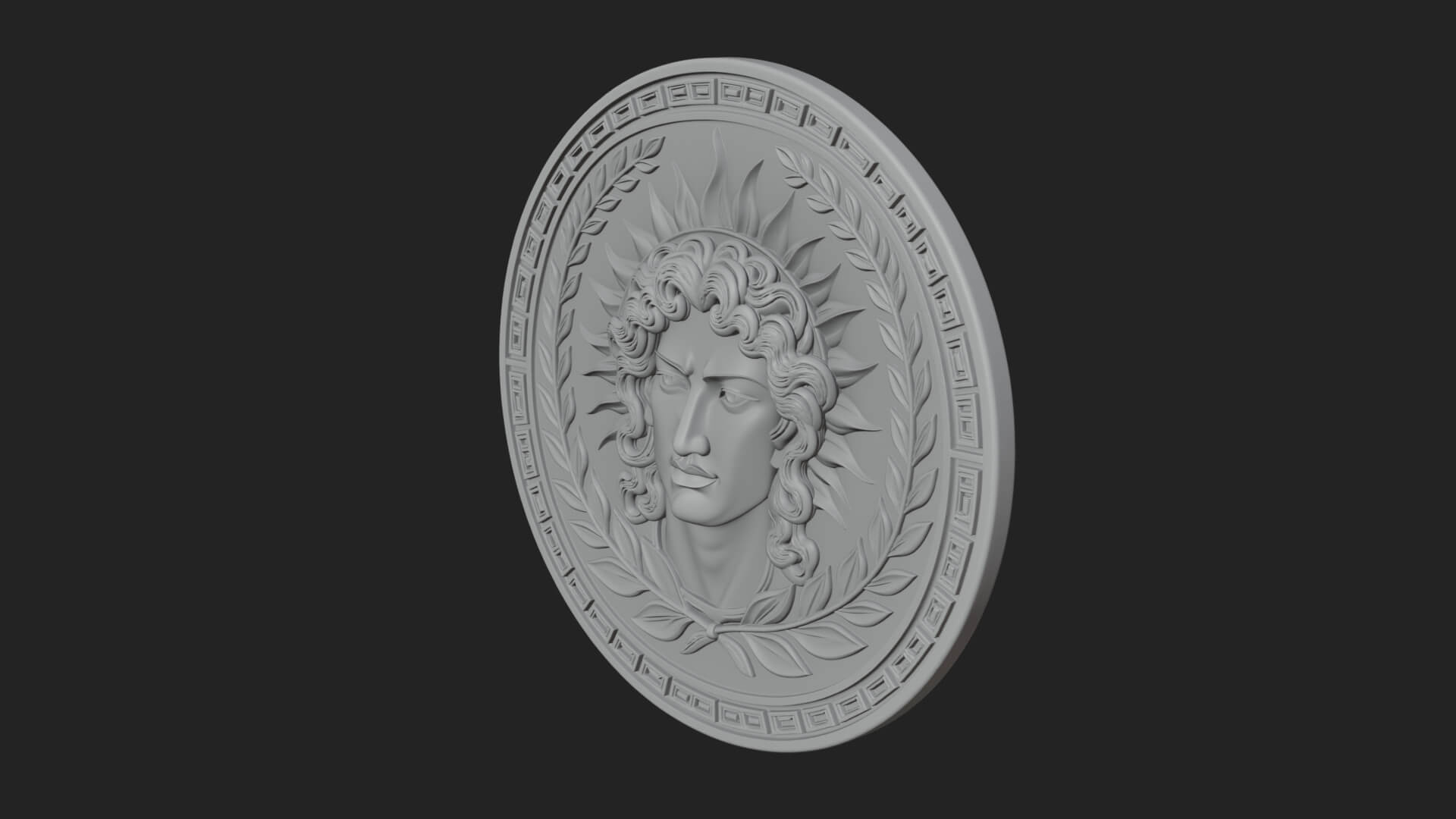 Sun Ray God Oval Relief Plaque Design 2 3D Print Model 3D Model
