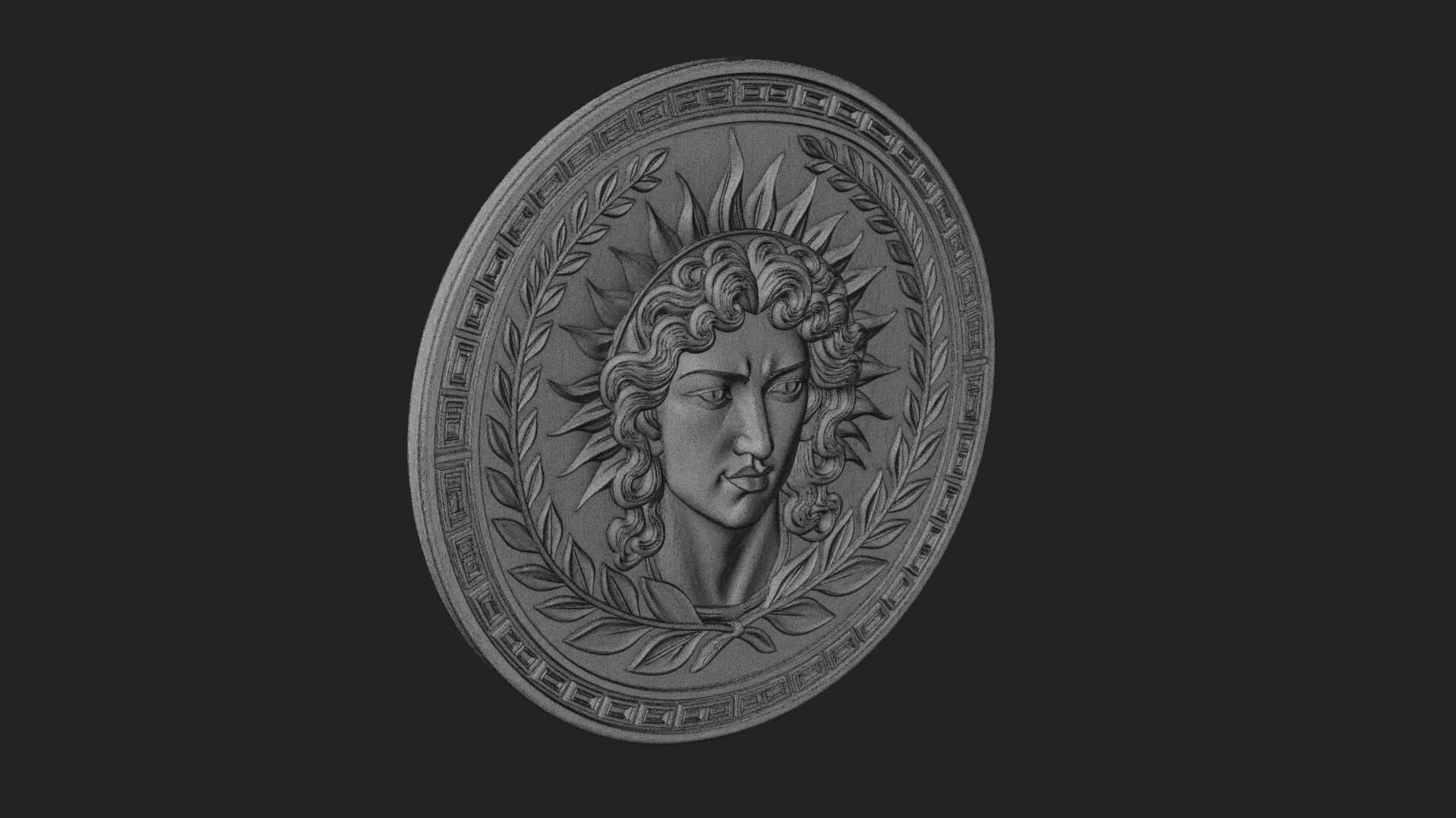 Sun Ray God Oval Relief Plaque Design 2 3D Print Model 3D Model