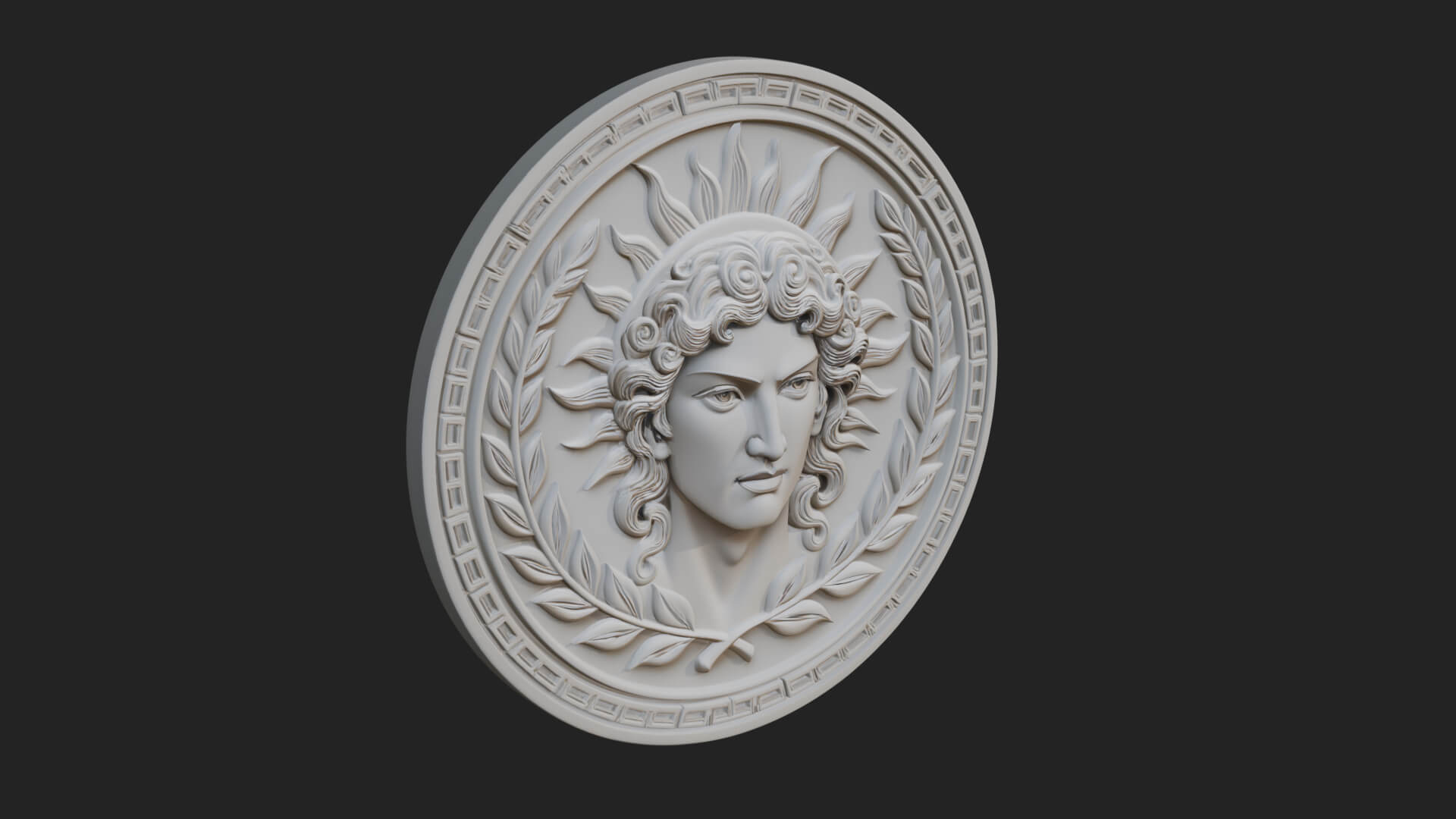 Sun Ray God Oval Relief Plaque Design 3 3D Print Model 3D Model