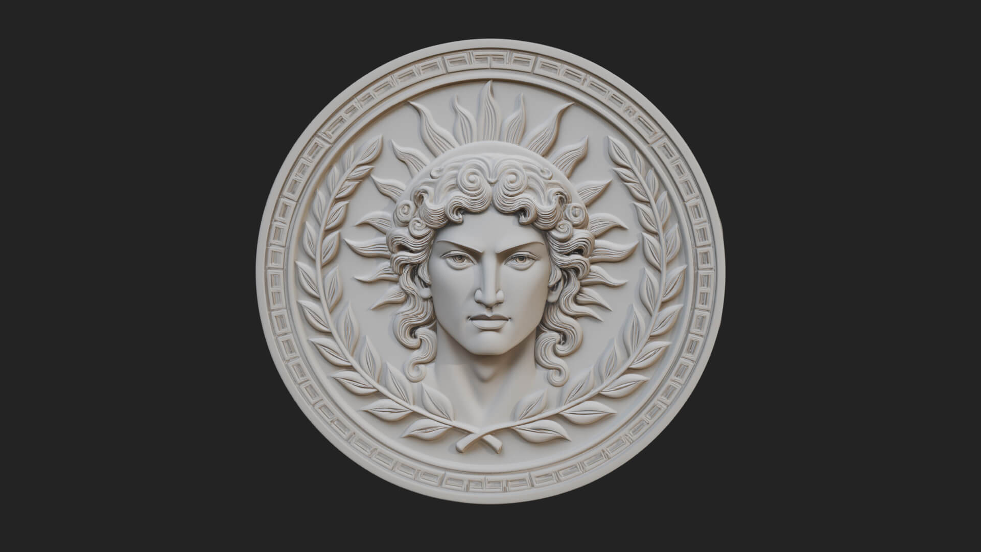 Sun Ray God Oval Relief Plaque Design 3 3D Print Model 3D Model