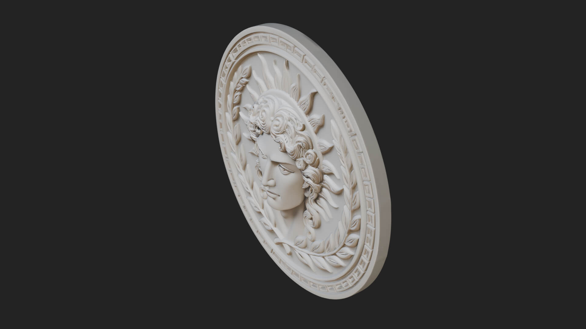 Sun Ray God Oval Relief Plaque Design 3 3D Print Model 3D Model
