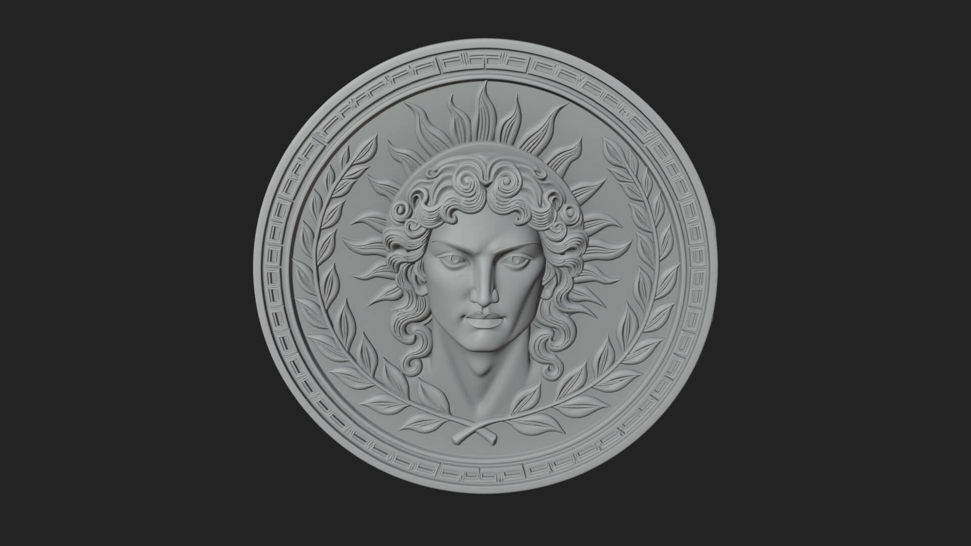 Sun Ray God Oval Relief Plaque Design 3 3D Print Model 3D Model