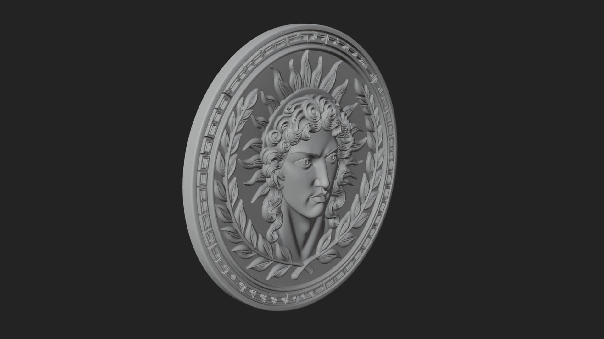 Sun Ray God Oval Relief Plaque Design 3 3D Print Model 3D Model
