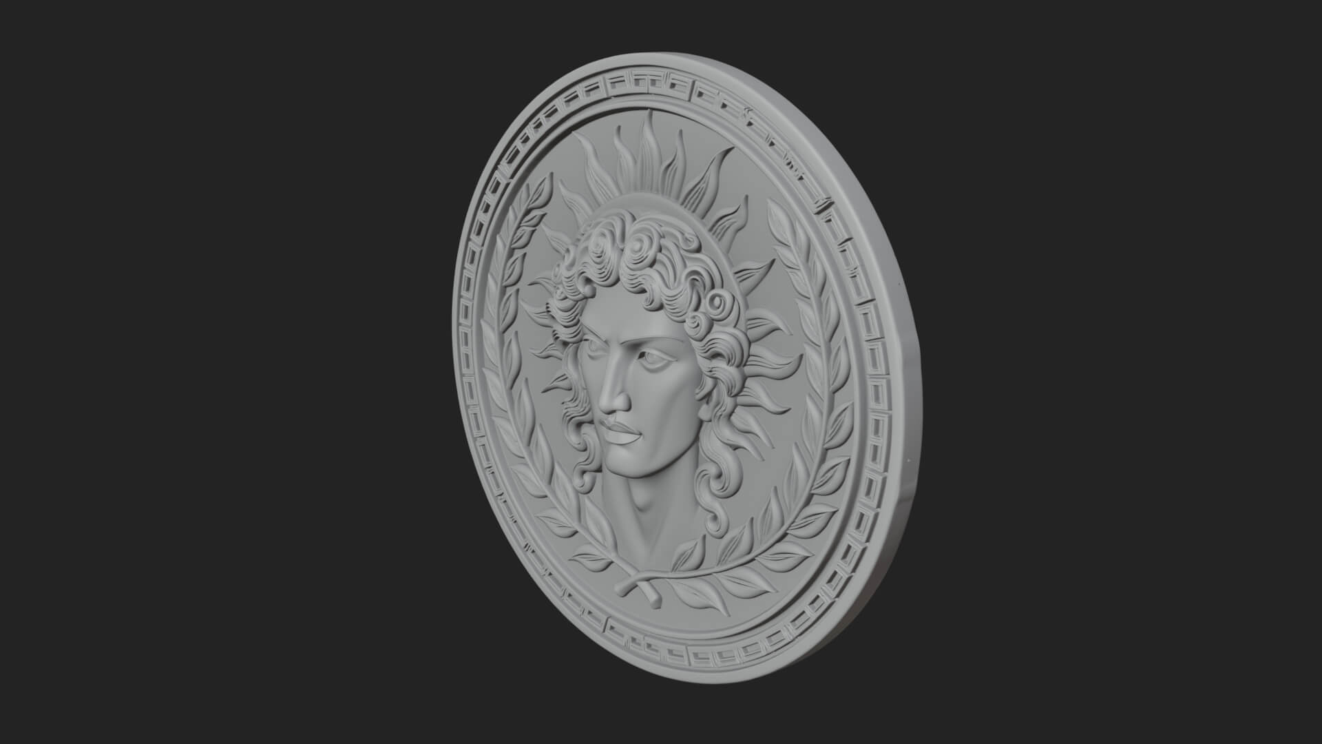 Sun Ray God Oval Relief Plaque Design 3 3D Print Model 3D Model
