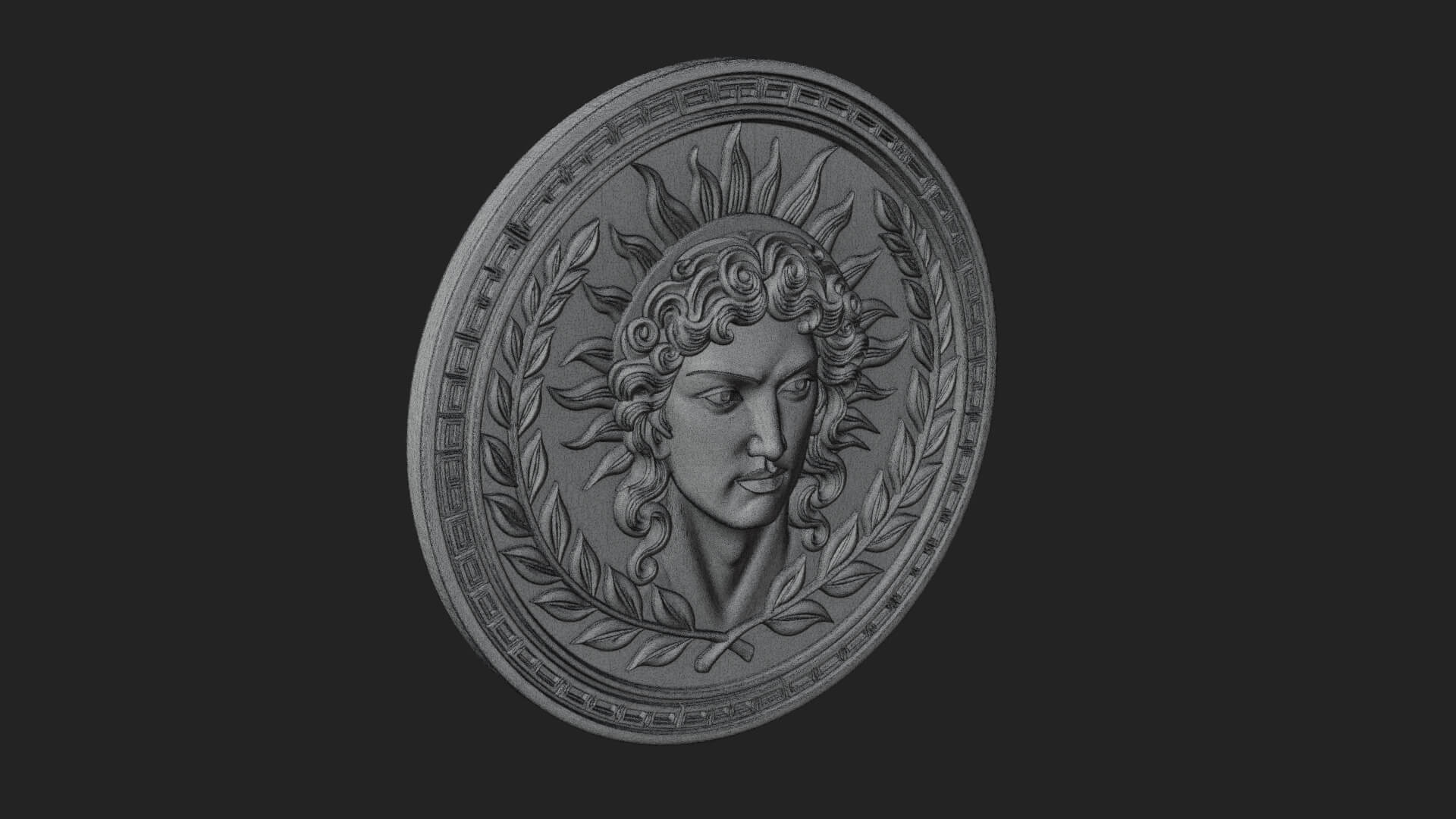 Sun Ray God Oval Relief Plaque Design 3 3D Print Model 3D Model