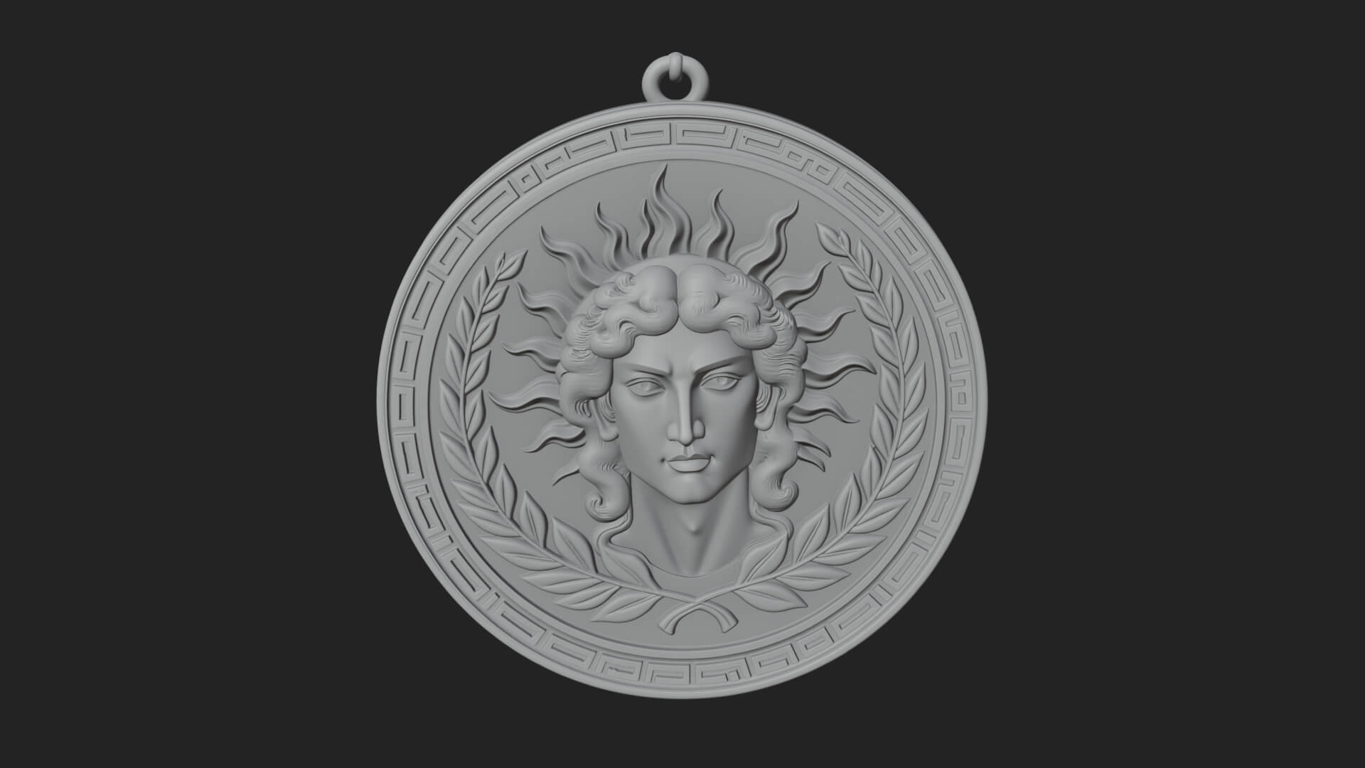 Sun Ray God Oval Relief Plaque Design 4 3D Print Model 3D Model