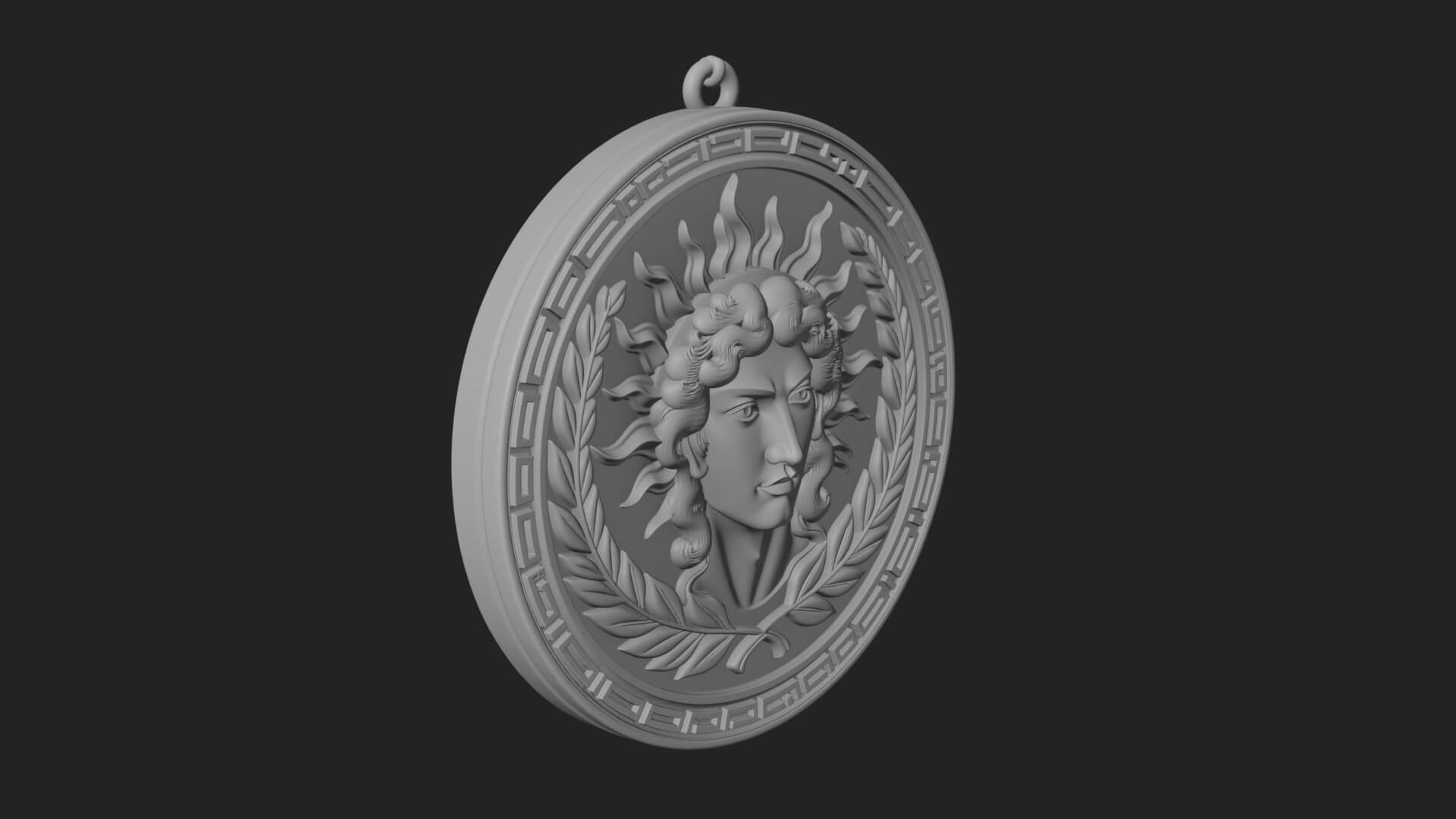 Sun Ray God Oval Relief Plaque Design 4 3D Print Model 3D Model