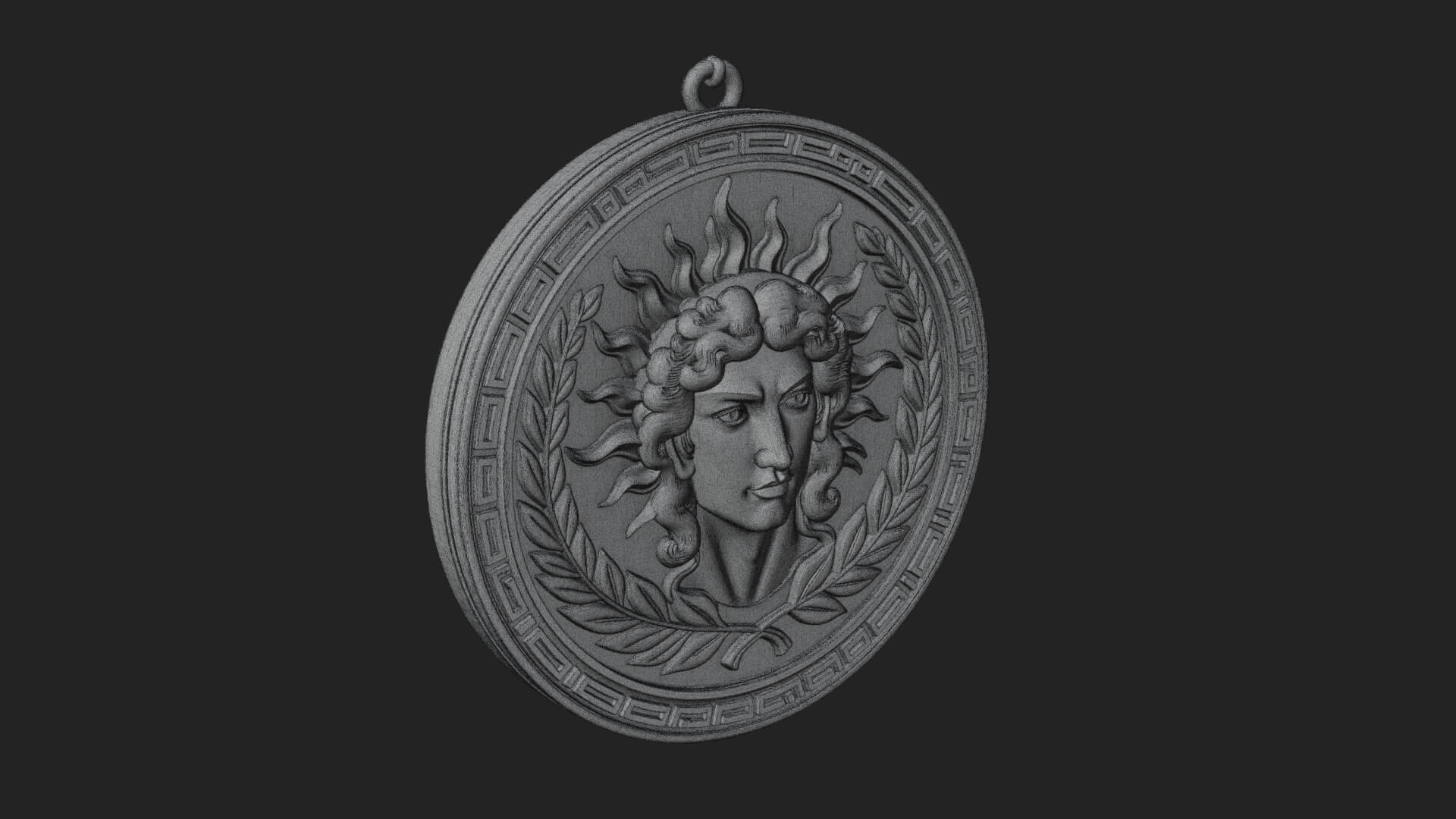 Sun Ray God Oval Relief Plaque Design 4 3D Print Model 3D Model