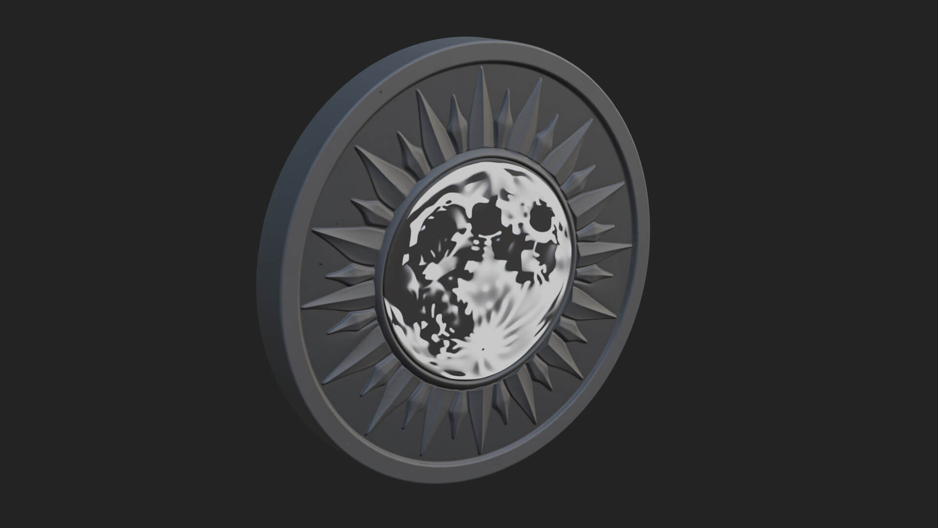 Sun Ray Moon Disc Plaque Design 1 3D Print Model 3D Model