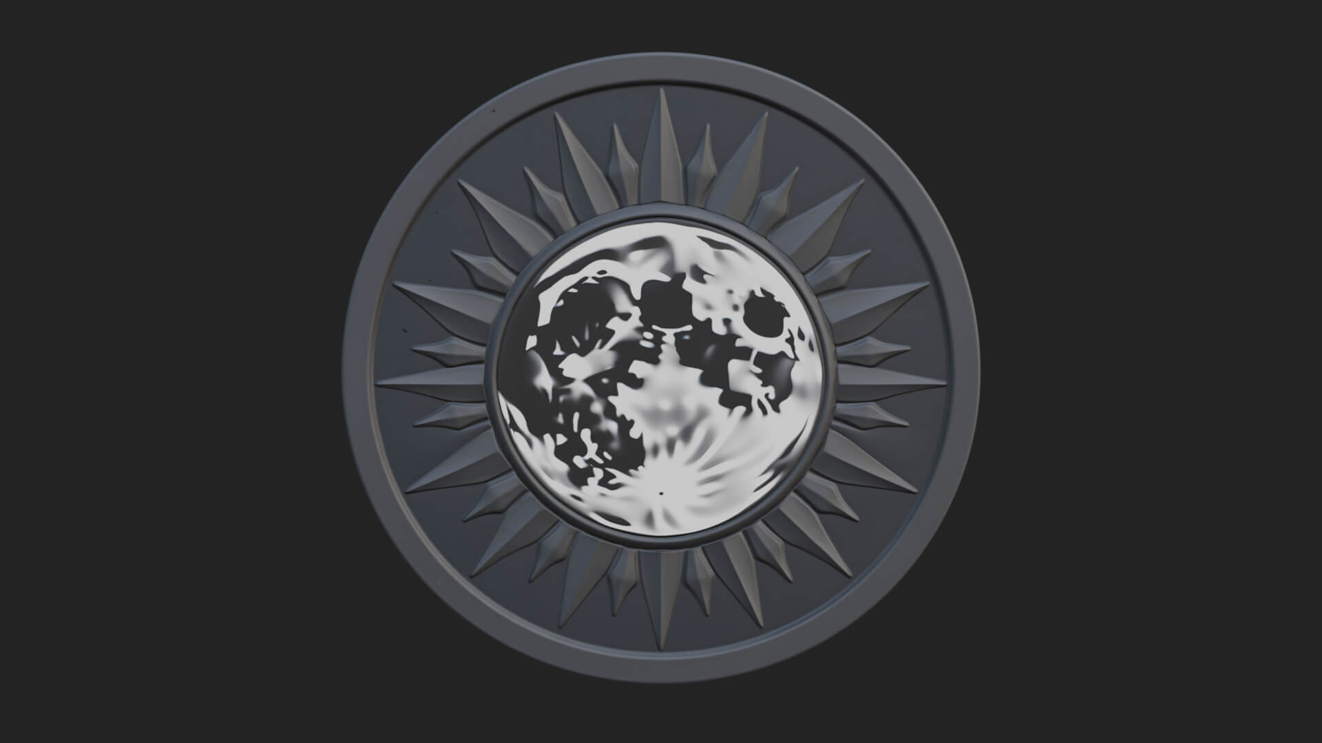 Sun Ray Moon Disc Plaque Design 1 3D Print Model 3D Model