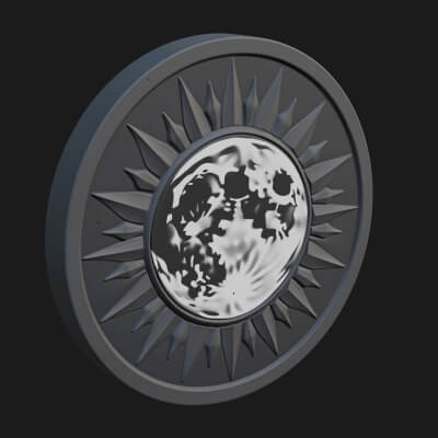 Sun Ray Moon Disc Plaque Design 1 3D Print Model