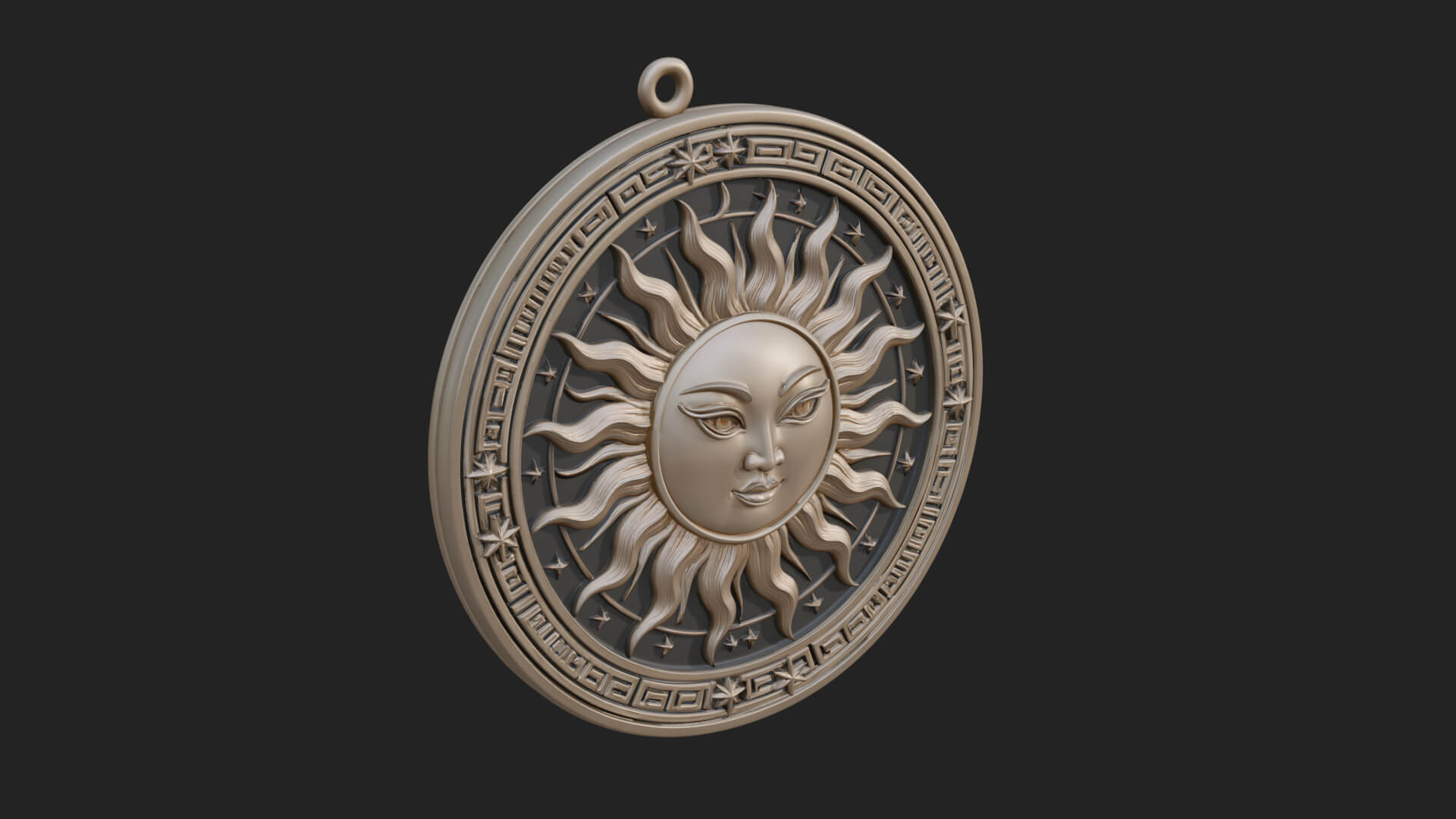 Sun Ray Moon Disc Plaque Design 10 3D Print Model 3D Model