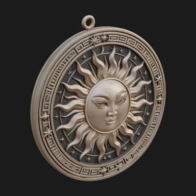 Sun Ray Moon Disc Plaque Design 10 3D Print Model