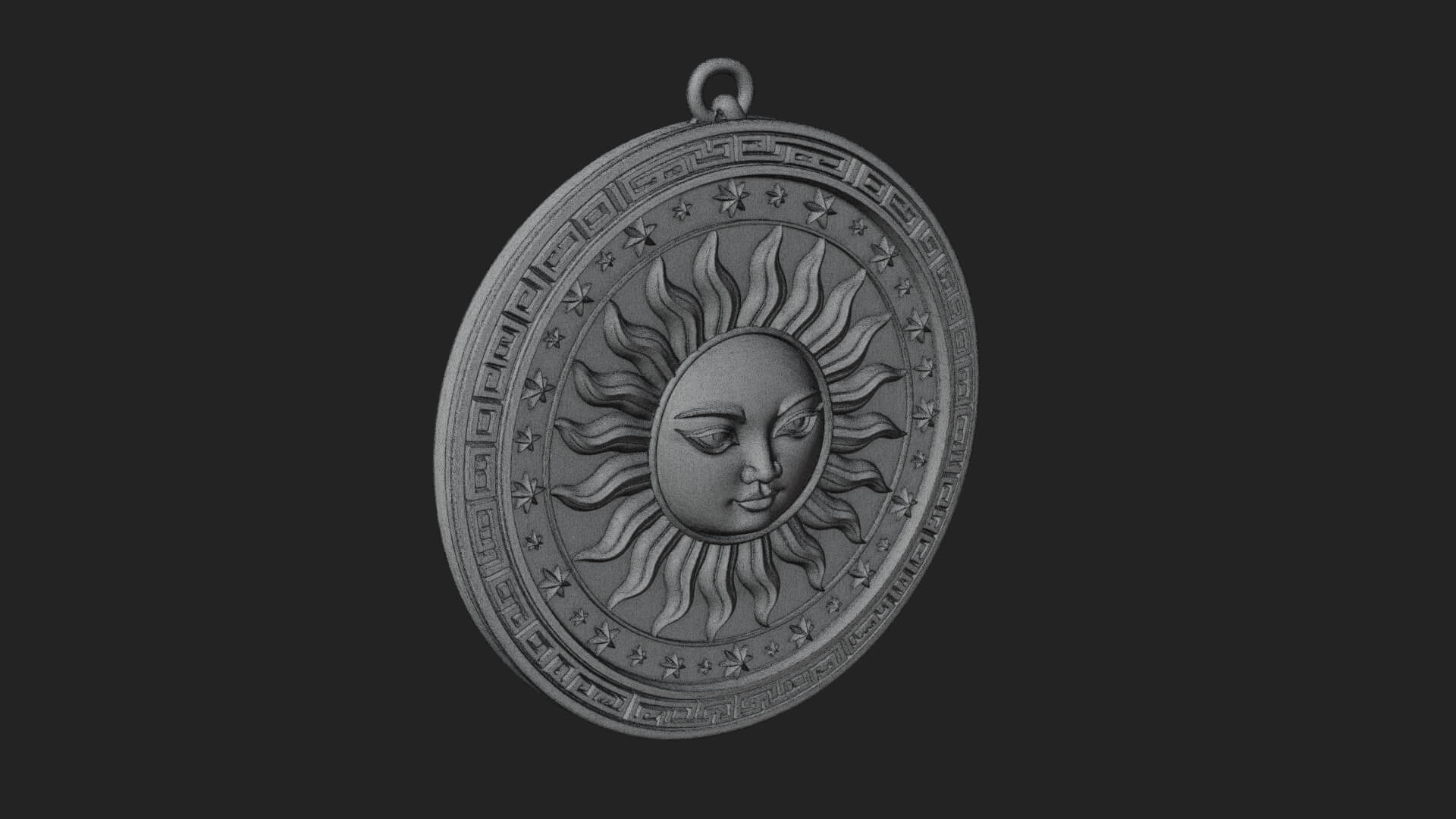 Sun Ray Moon Disc Plaque Design 11 3D Print Model 3D Model