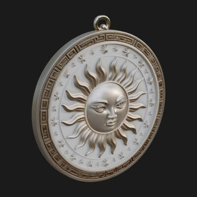 Sun Ray Moon Disc Plaque Design 11 3D Print Model