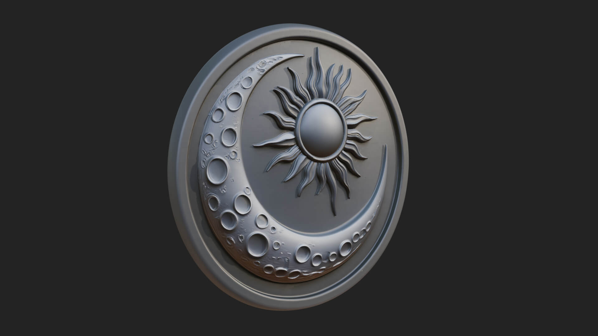 Sun Ray Moon Disc Plaque Design 2 3D Print Model 3D Model