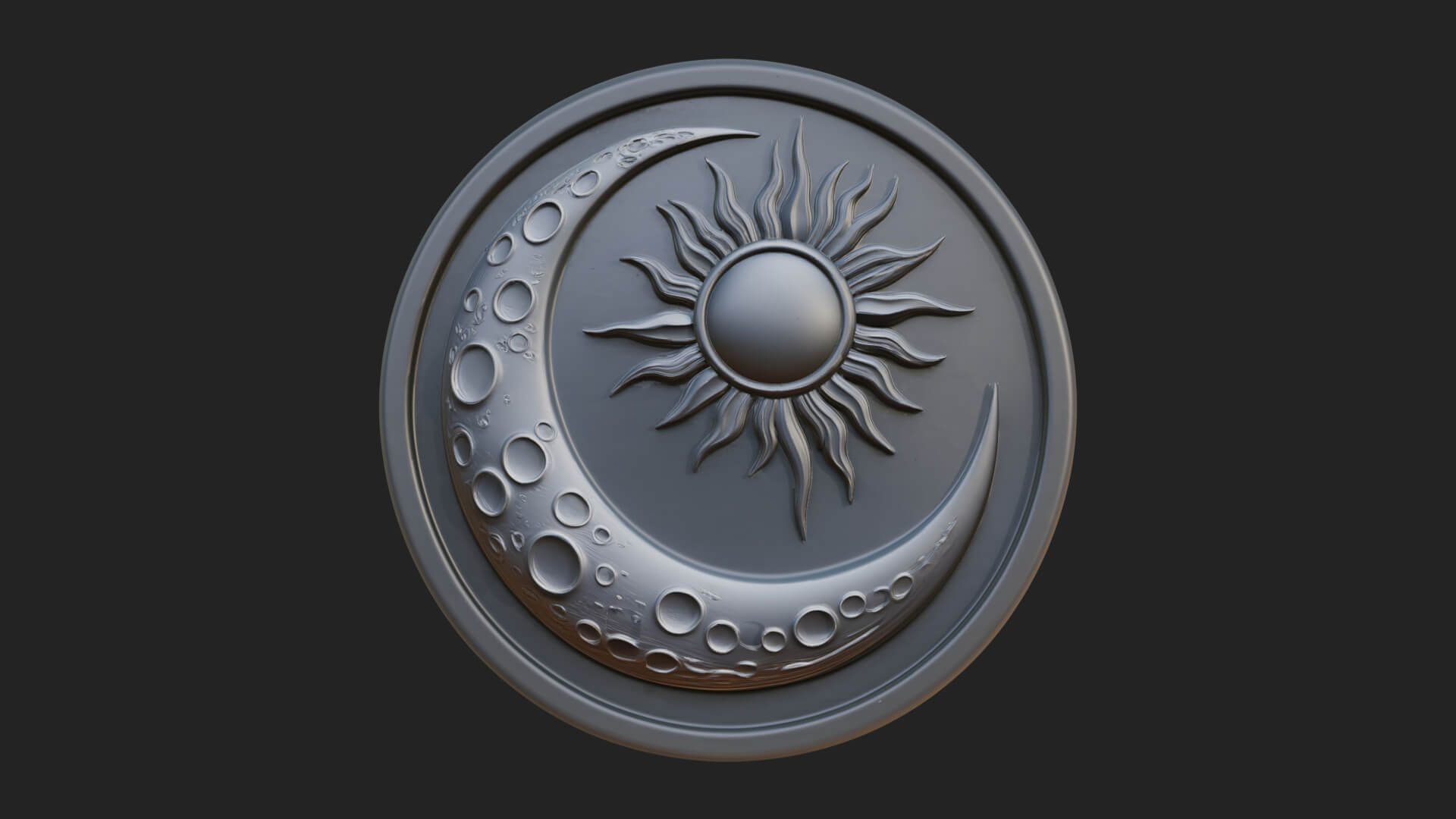 Sun Ray Moon Disc Plaque Design 2 3D Print Model 3D Model