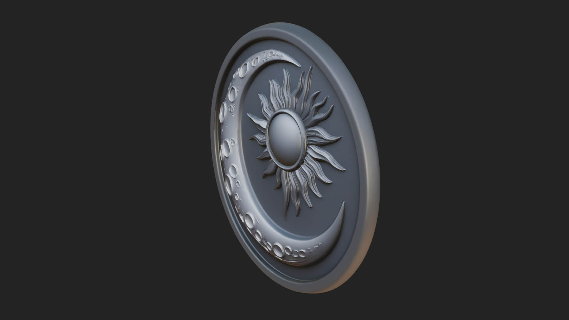 Sun Ray Moon Disc Plaque Design 2 3D Print Model 3D Model