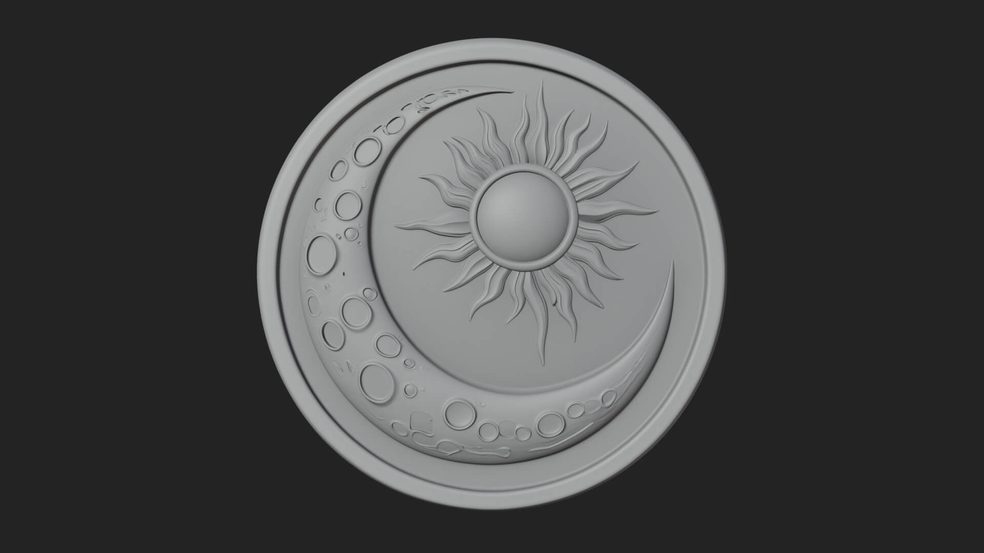 Sun Ray Moon Disc Plaque Design 2 3D Print Model 3D Model