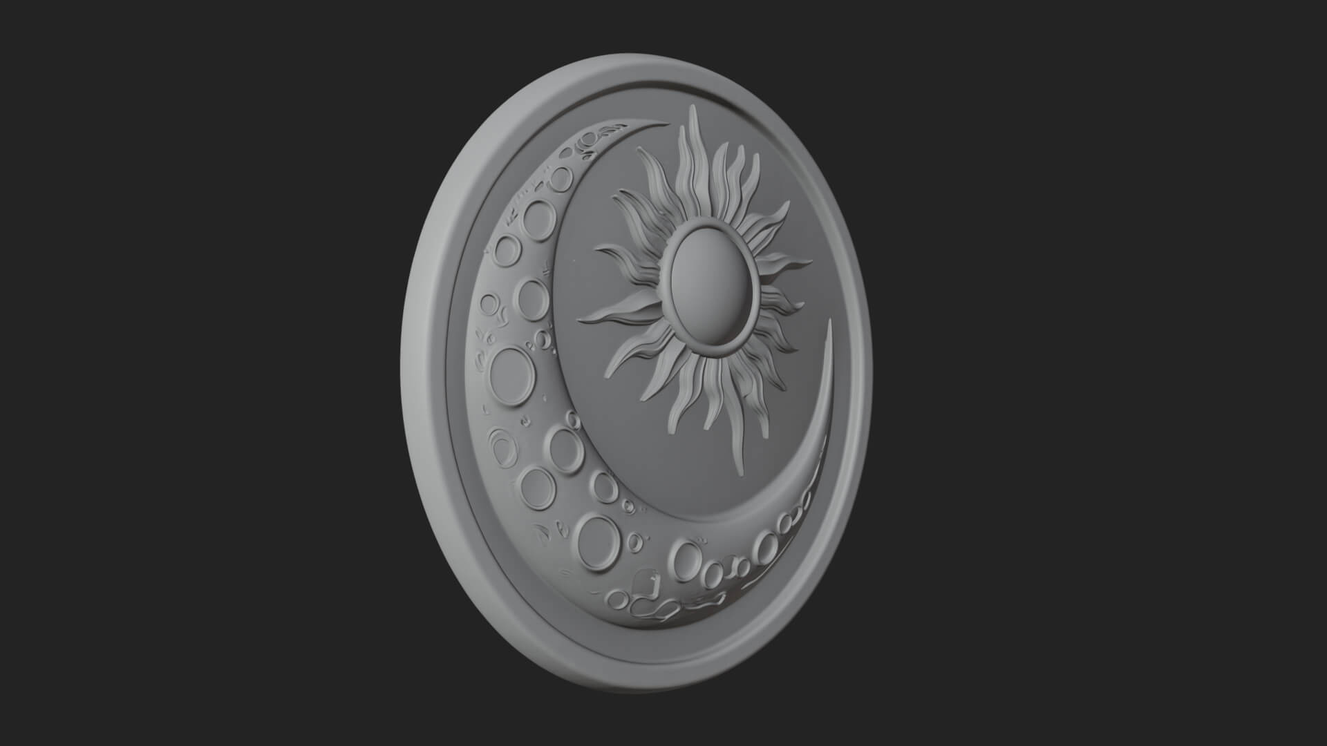 Sun Ray Moon Disc Plaque Design 2 3D Print Model 3D Model