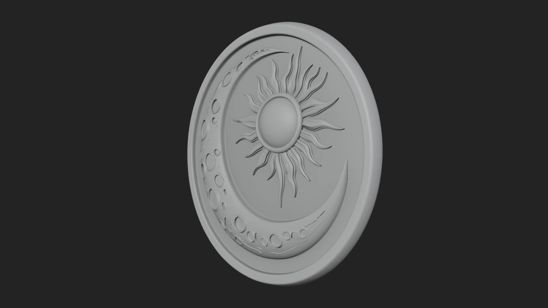 Sun Ray Moon Disc Plaque Design 2 3D Print Model 3D Model