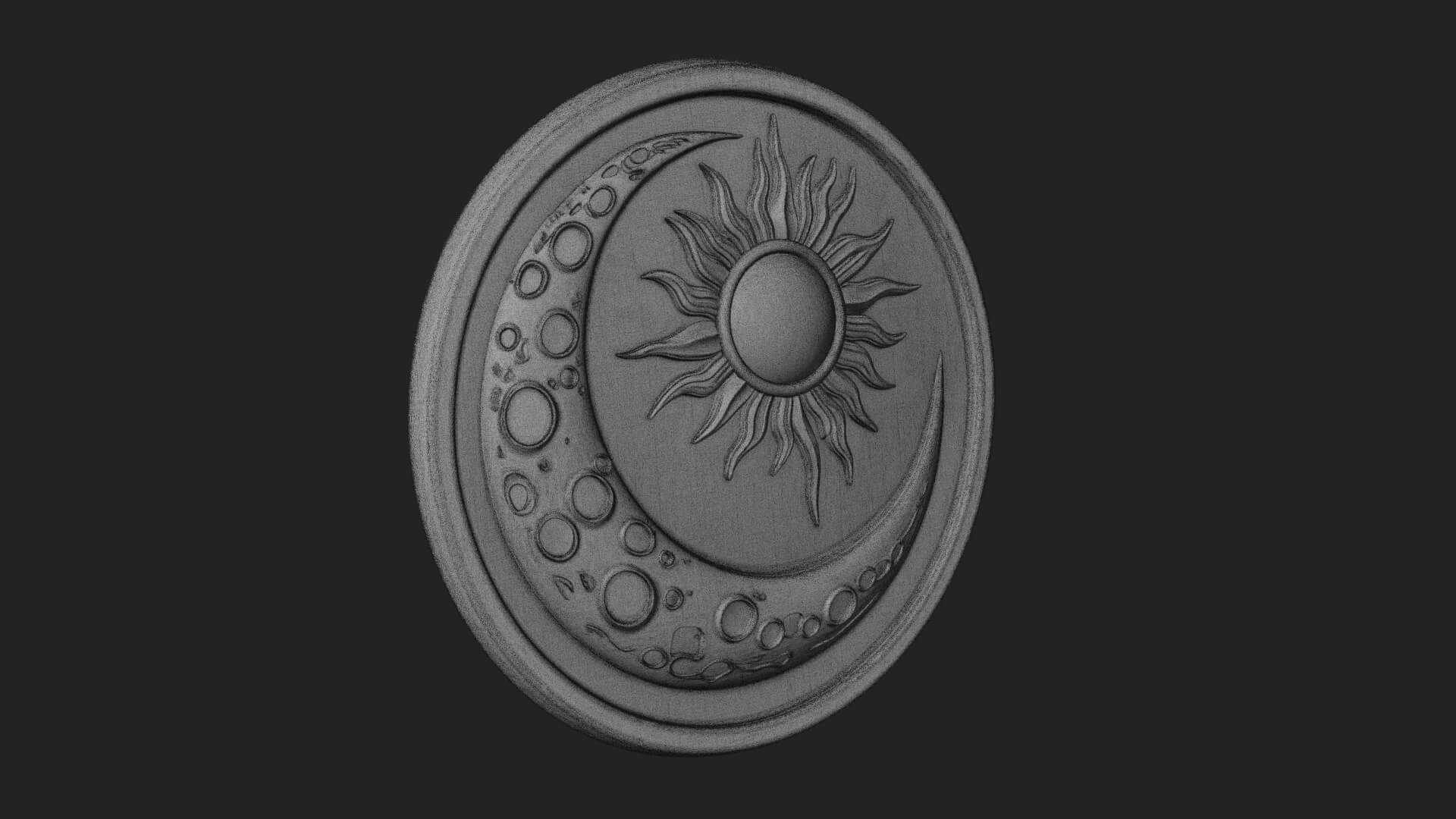 Sun Ray Moon Disc Plaque Design 2 3D Print Model 3D Model