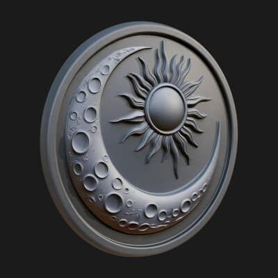 Sun Ray Moon Disc Plaque Design 2 3D Print Model